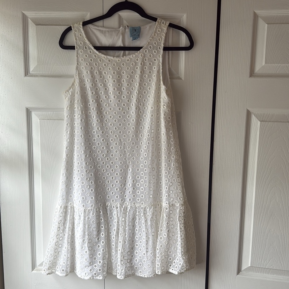 CeCe Hermosa Viajero White Eyelet Lace Dress in Ultra White